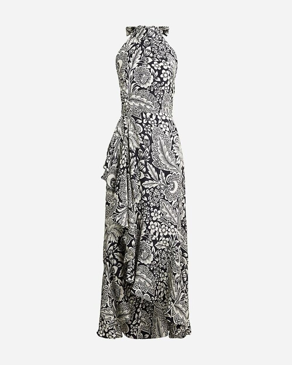 J.Crew Collection halter-tie cupro-blend dress in classic floral print Sz 16